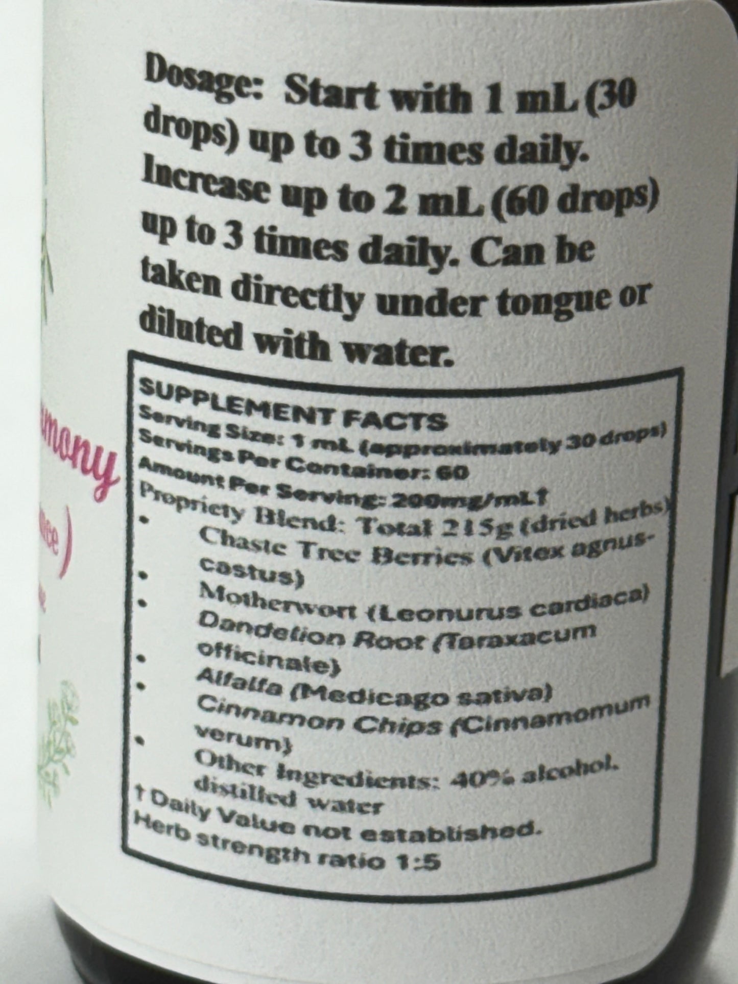 Herbal hormone support with chaste tree, motherwort, dandelion, alfalfa, and cinnamon