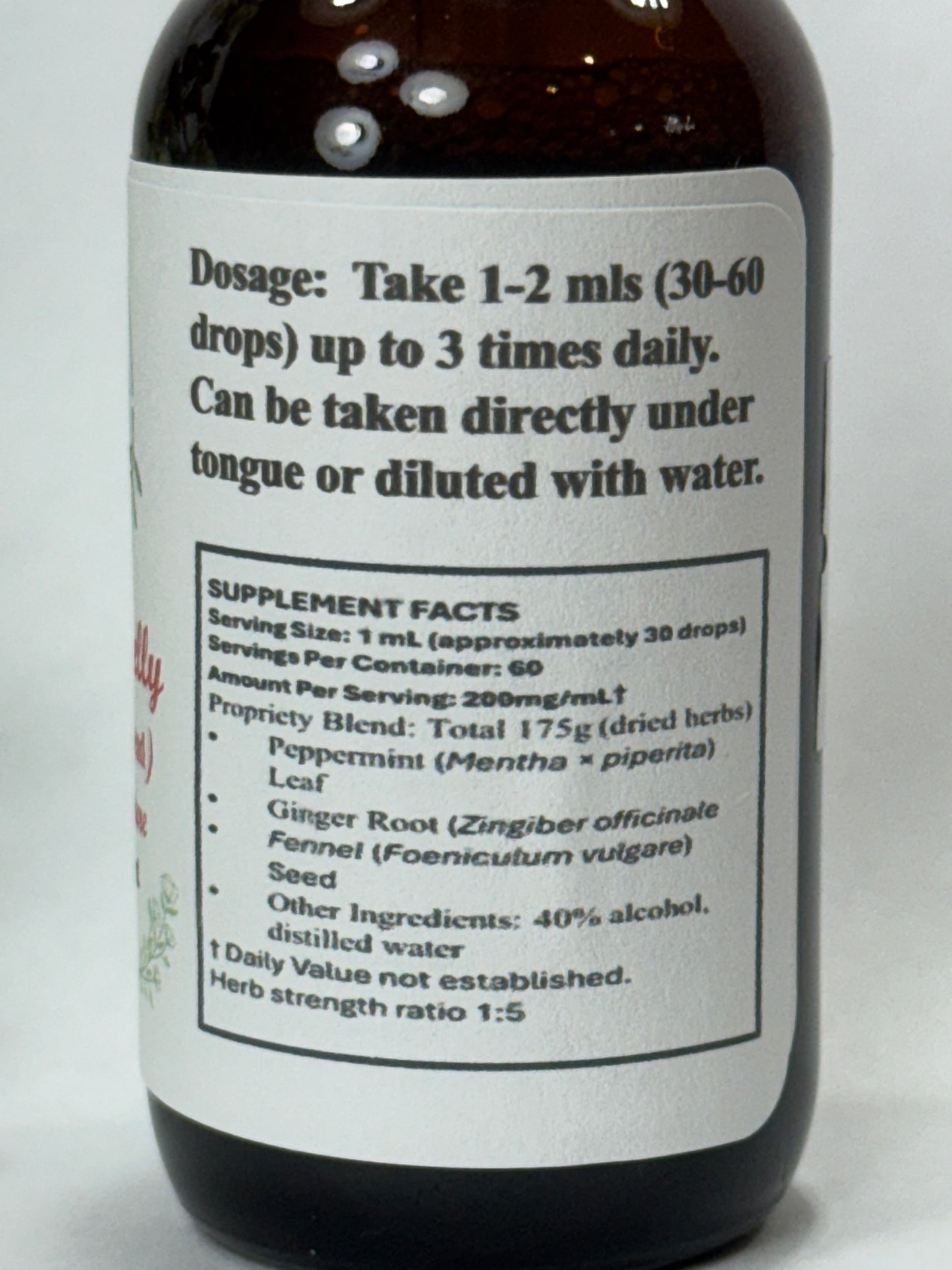 Close-up of peppermint, ginger, and fennel – key herbs in the Happy Belly digestive tincture
