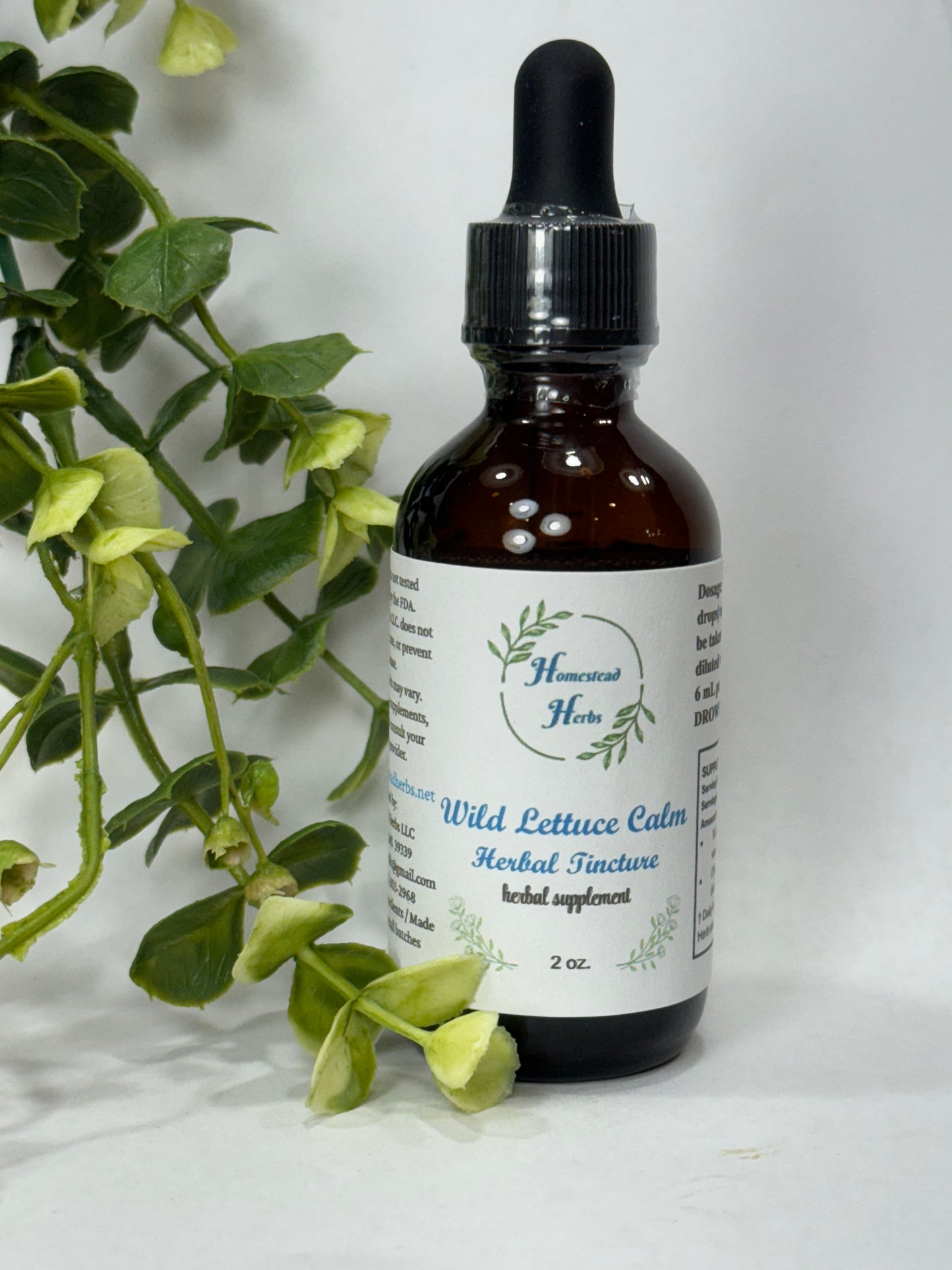 Wild Lettuce Herbal Tincture bottle made from wild lettuce leaf extract, a calming herbal remedy for relaxation and sleep support