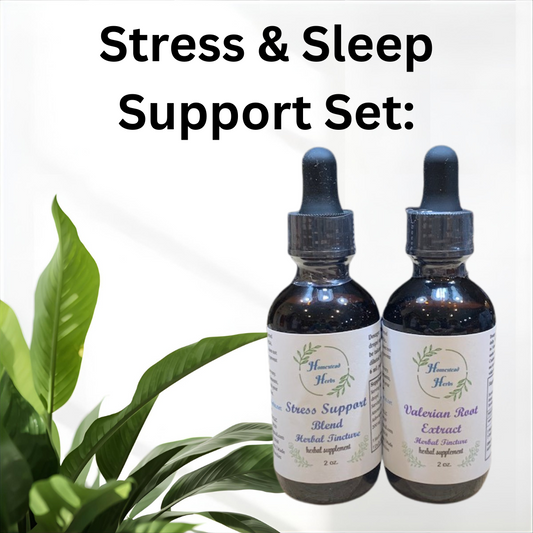 Stress & Sleep Support Herbal Tincture Set – Ashwagandha, Tulsi, Skullcap & Valerian