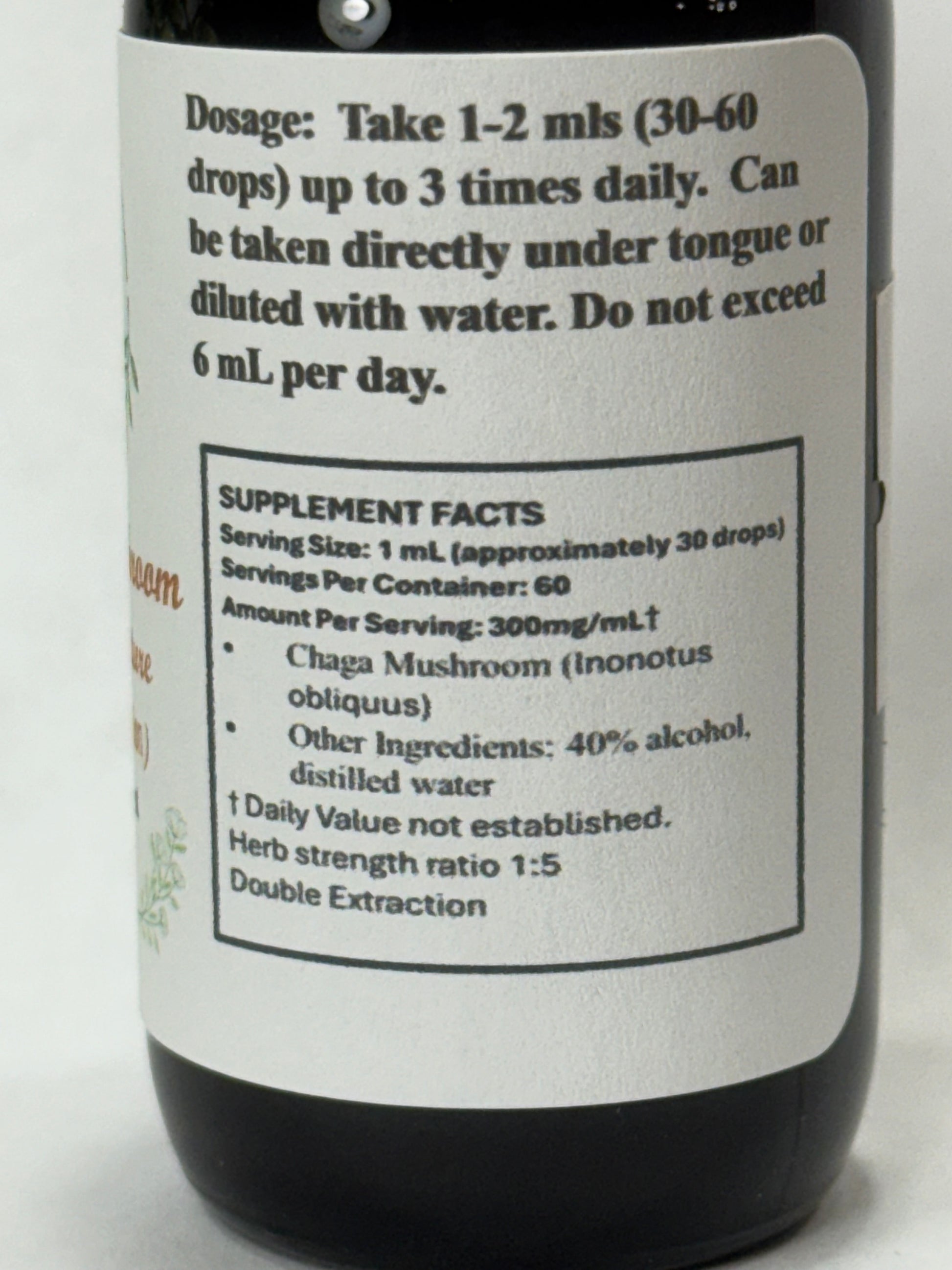 Chaga mushroom extract tincture for boosting immune health and overall wellness