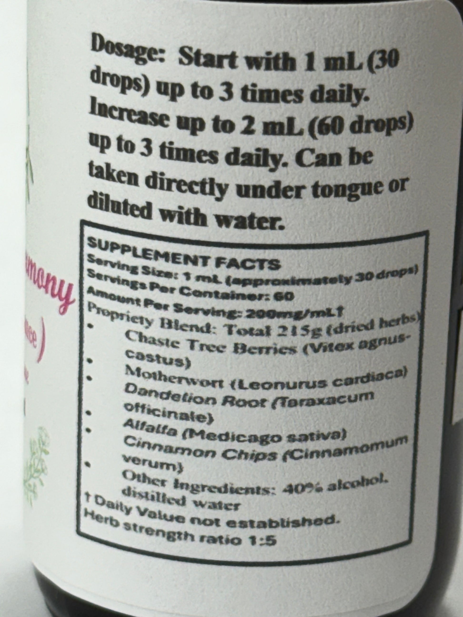 Herbal hormone support with chaste tree, motherwort, dandelion, alfalfa, and cinnamon